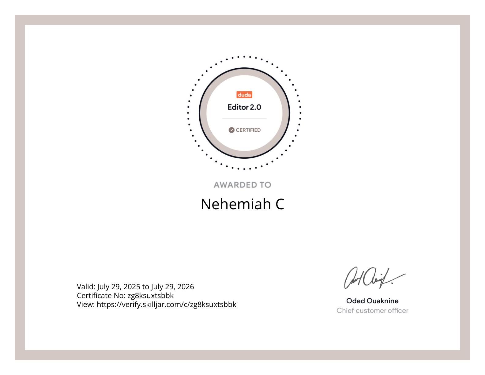 Duda Certified in Editor 2.0